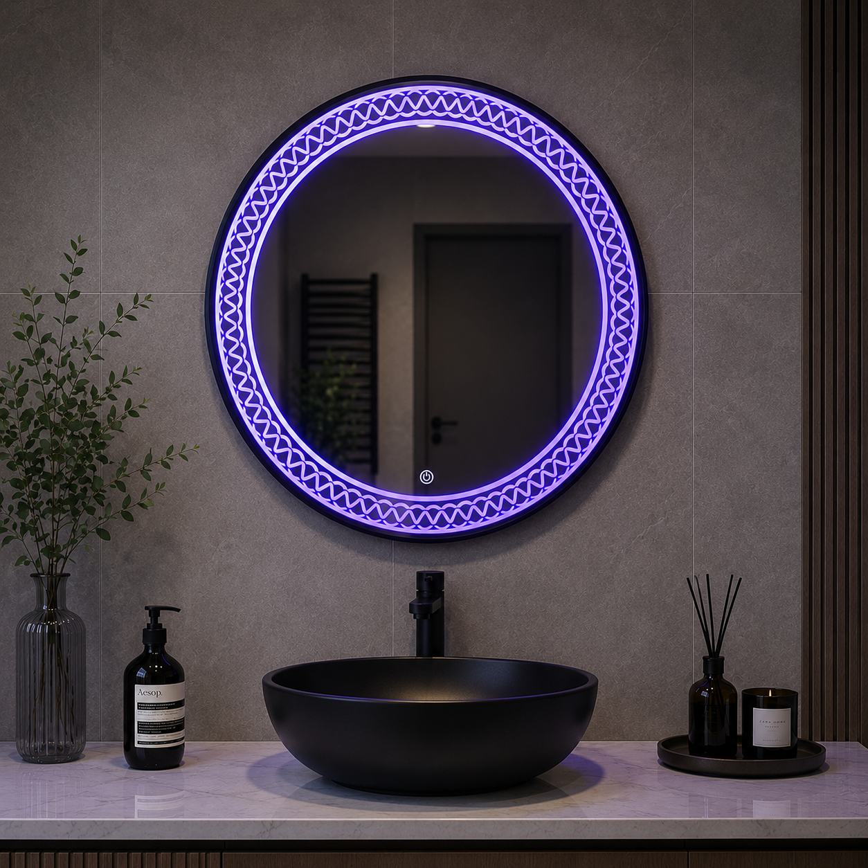 Mor RGB LED Dokunmatik Ayna